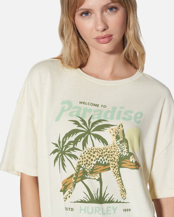 Hurley Welcome To Paradise Boyfriend Tee Off White