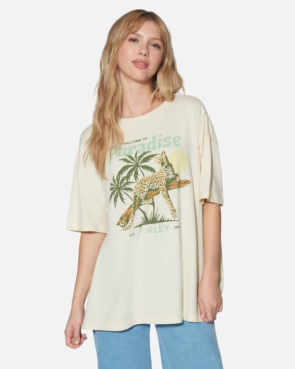 hurley Welcome To Paradise Boyfriend Tee Off White