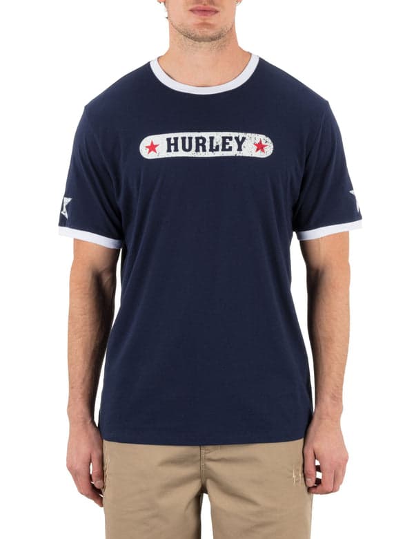 Hurley Hurley X Travis Barker Blink Ringer Short Sleeve Tee Blue