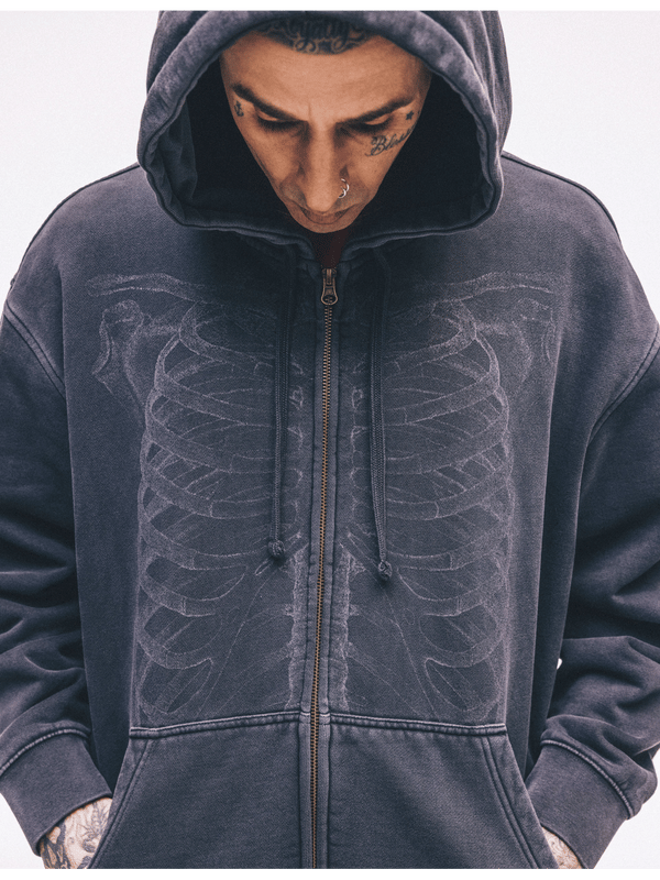 hurley Hurley x Travis Barker Bones Zip Hoodie BLACK