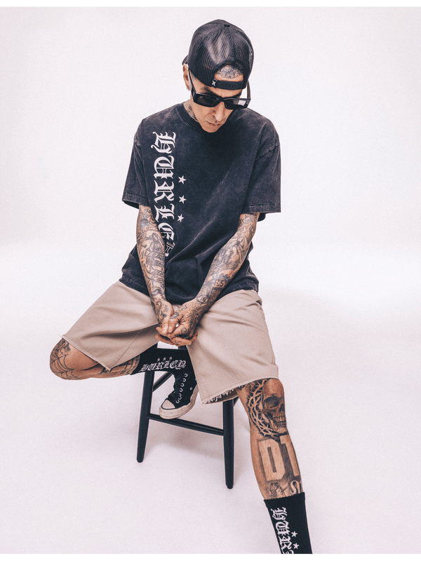 hurley Hurley x Travis Barker Old English Short Sleeve Tee BLACK