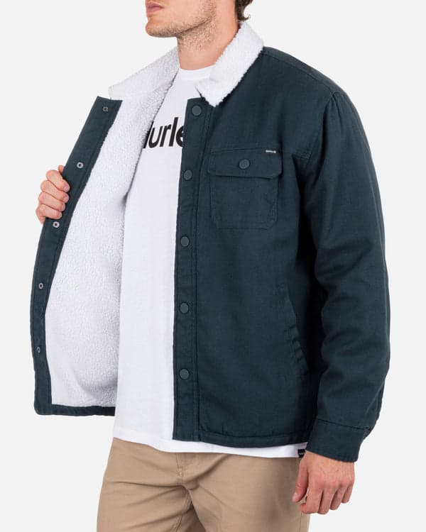 Hurley Industry Sherpa Lined Canvas Long Sleeve ARMORED NAVY