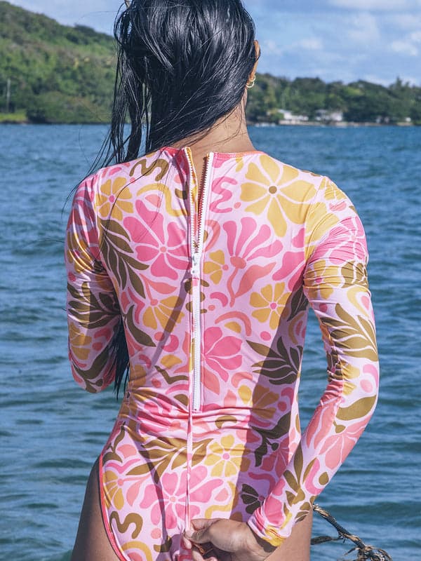 Hurley Isola Cut Out Long Sleeve Moderate Surfsuit Coral Blossom