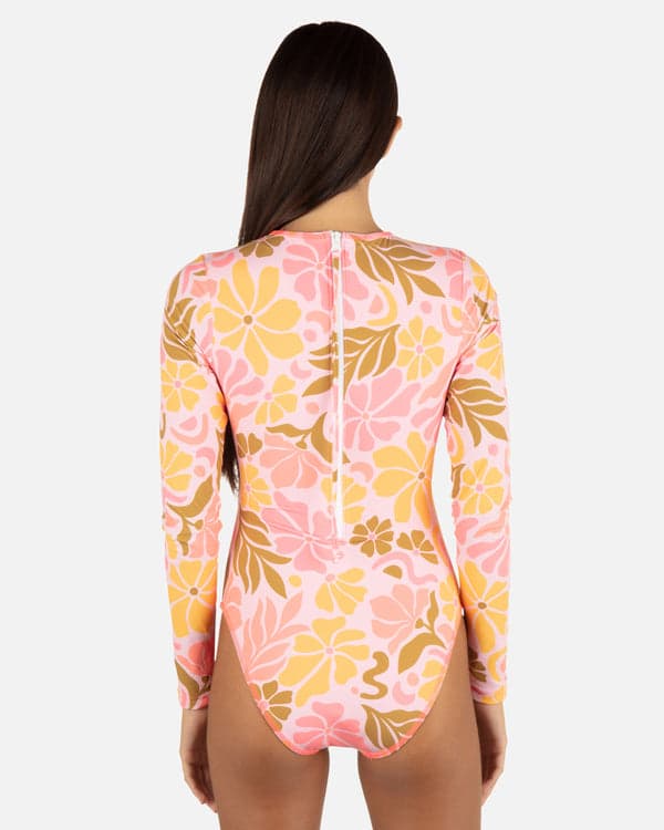 Hurley Isola Cut Out Long Sleeve Moderate Surfsuit Coral Blossom