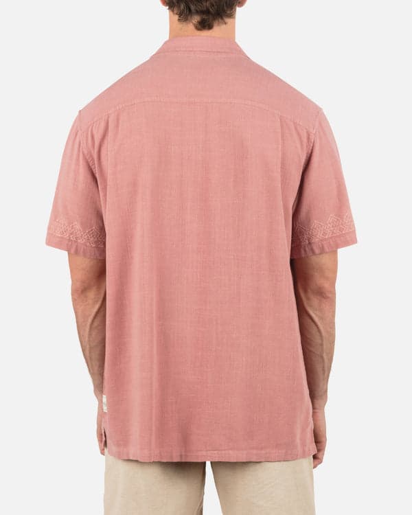 Hurley Laguna Camp Embroidered Short Sleeve Phantom Rose