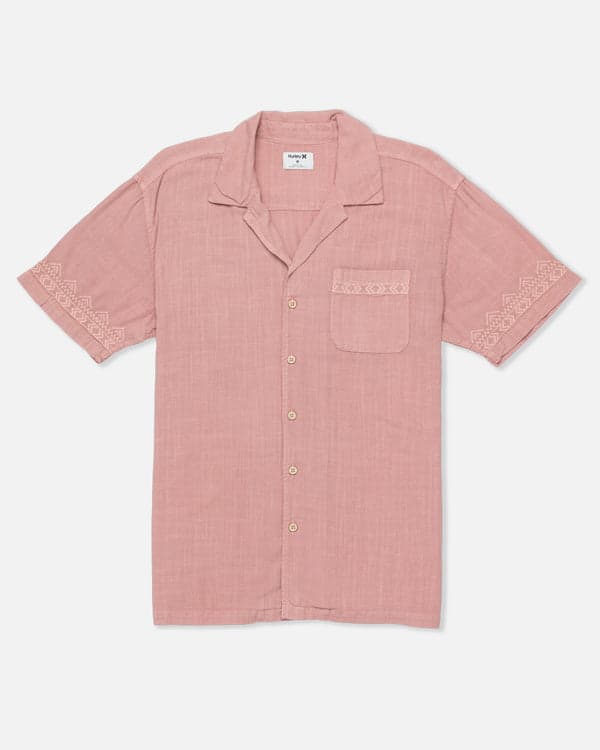 Hurley Laguna Camp Embroidered Short Sleeve Phantom Rose
