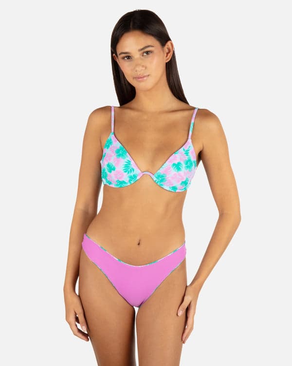 Hurley Lani Floral Cheeky Scoop Reversible Bottom Teal