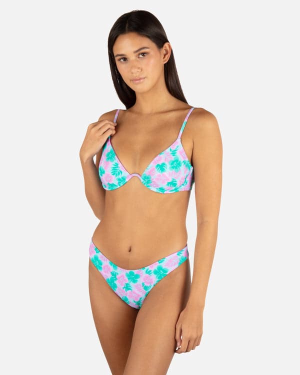 Hurley Lani Floral Cheeky Scoop Reversible Bottom Teal