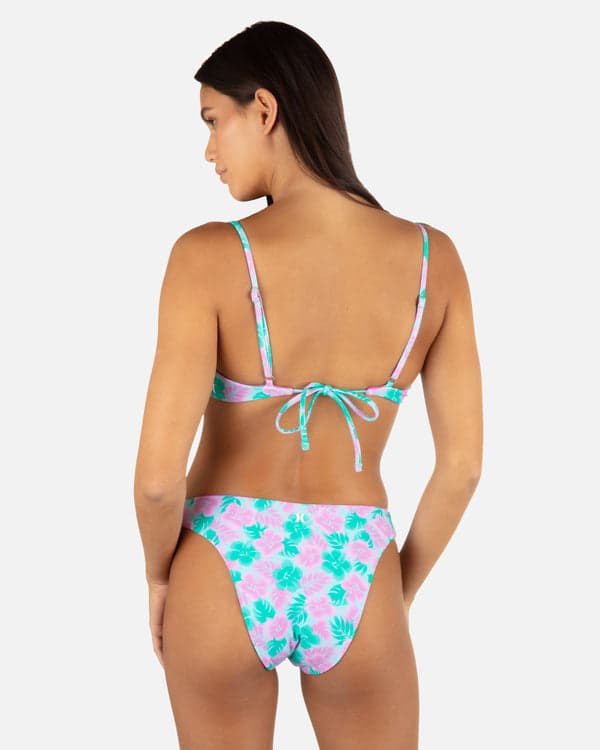 hurley Lani Floral Cheeky Scoop Reversible Bottom Teal
