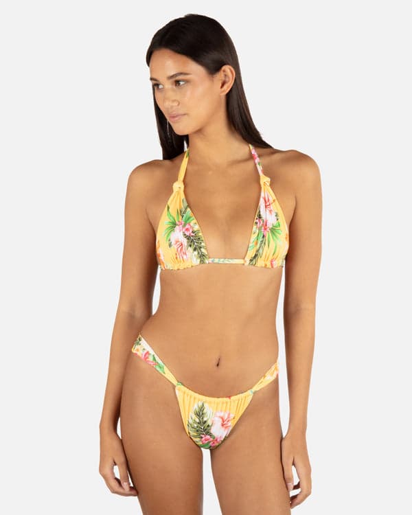 Hurley Malia Front Slide Cheeky Bikini Bottom Sorbet