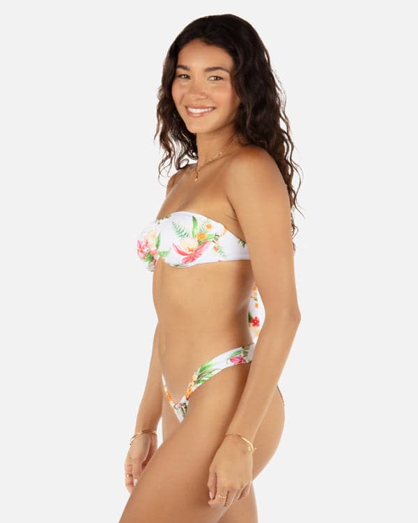 Hurley Malia Front Slide Cheeky Bikini Bottom White