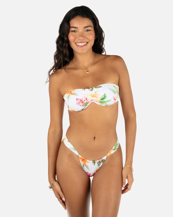 Hurley Malia Front Slide Cheeky Bikini Bottom White