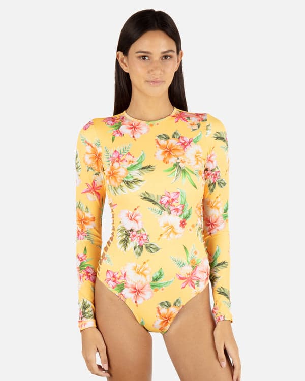 Hurley Malia Long Sleeve Zip Back Moderate Surf Suit Sorbet