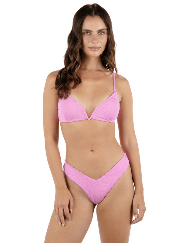 hurley New Wave Jacquard V Bralette Bikini Top Aster