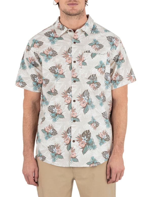 hurley One & Only Lido Stretch Short Sleeve Shirt FOG GREY