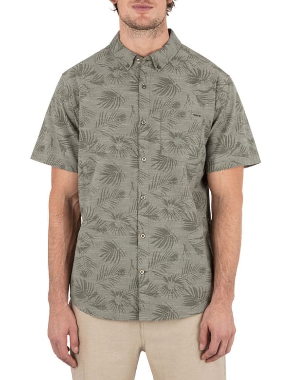 hurley One & Only Stretch Print Short Sleeve Shirt RAINFOREST
