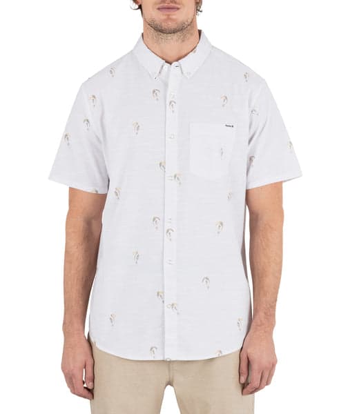 hurley One & Only Stretch Print Short Sleeve Shirt WHITE MULTI