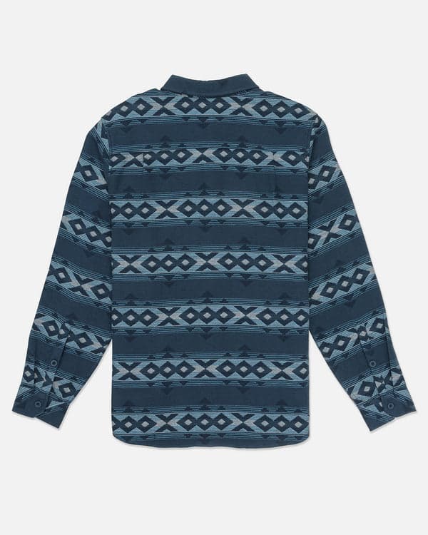Hurley Portland Jacquard Flannel Long Sleeve Armored Navy