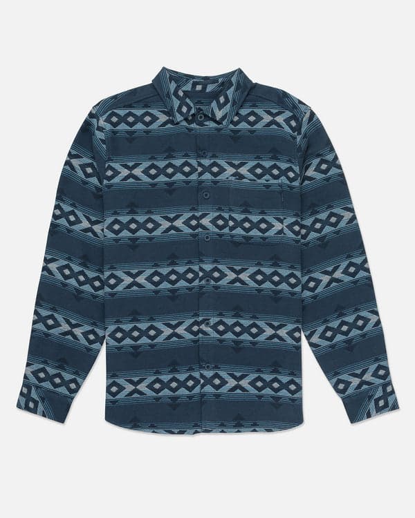 hurley Portland Jacquard Flannel Long Sleeve Armored Navy