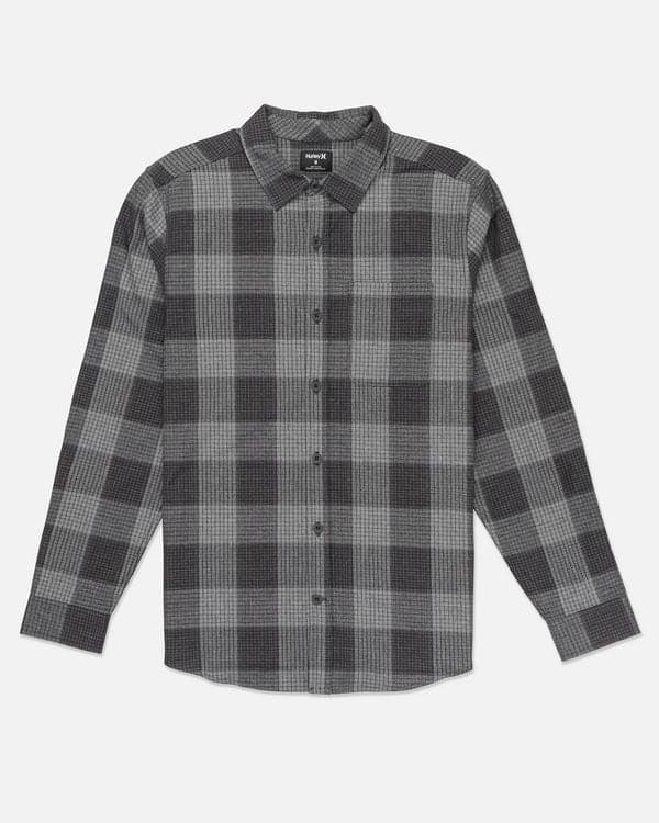 hurley Portland Organic Flannel Long Sleeve Dark Stone Grey