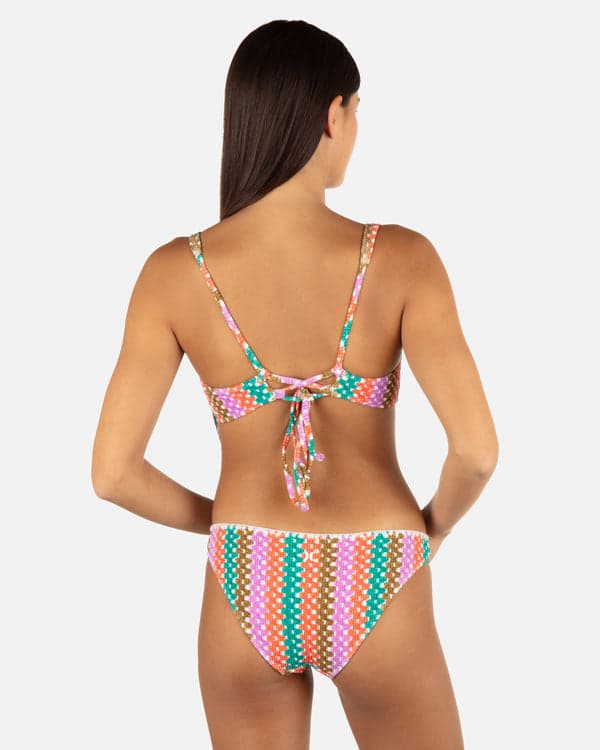 Hurley Printed Stripe Crochet Scrunch Bralette Orchid