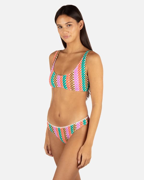 Hurley Printed Stripe Crochet Scrunch Bralette Orchid