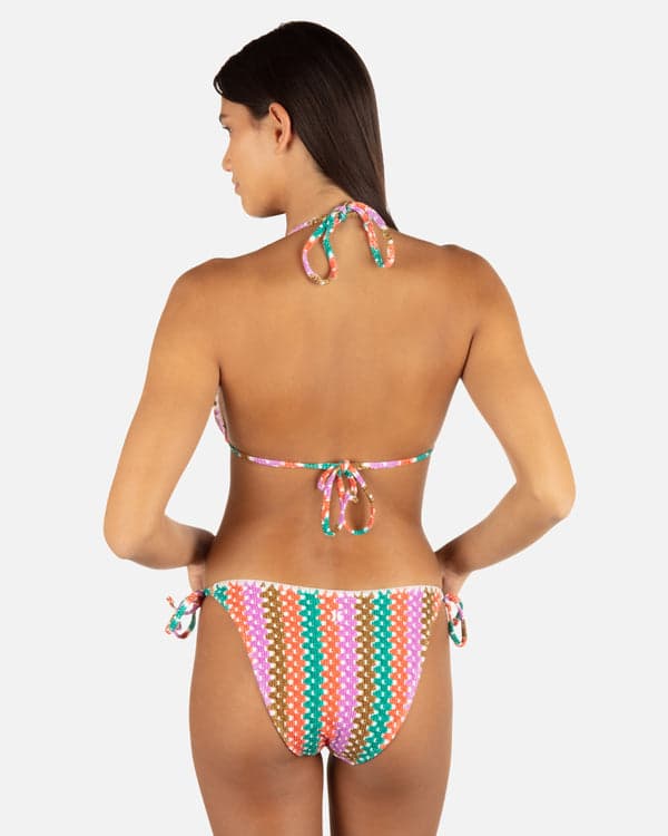 Hurley Printed Stripe Crochet Scrunch Classic Tri Top Orchid