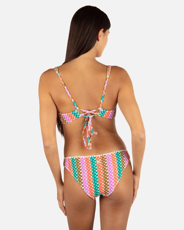 Hurley Printed Stripe Crochet Scrunch Moderate Bottom Orchid