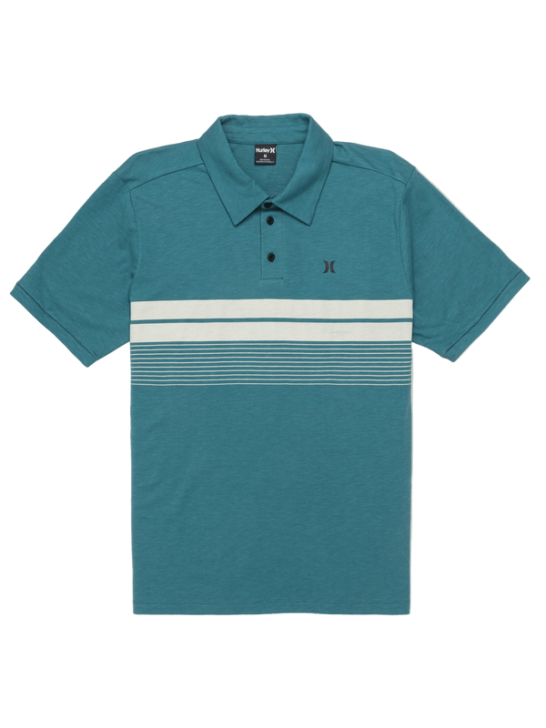 Hurley Printed Stripe Slub Polo Short Sleeve DEEP EMERALD
