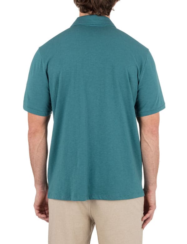 Hurley Printed Stripe Slub Polo Short Sleeve DEEP EMERALD