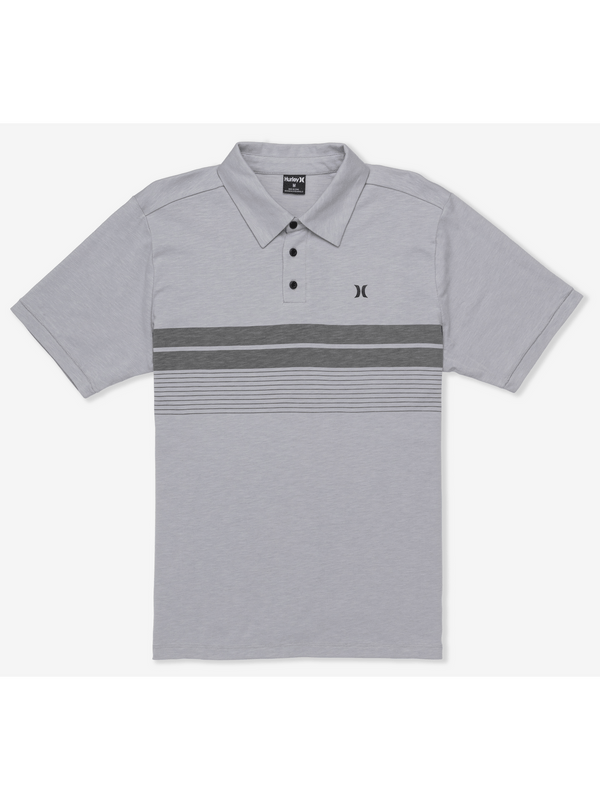 Hurley Printed Stripe Slub Polo Short Sleeve LT STONE GREY
