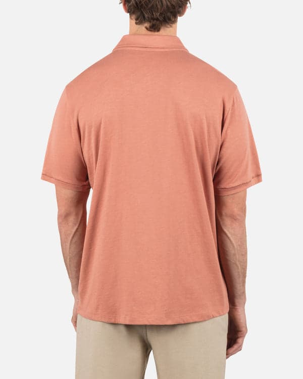 Hurley Printed Stripe Slub Polo Short Sleeve Martian Rust