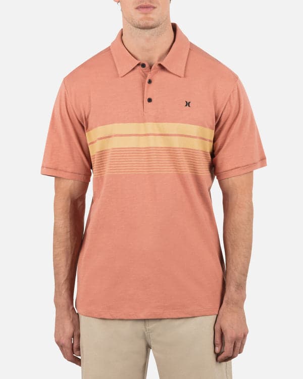 hurley Printed Stripe Slub Polo Short Sleeve Martian Rust