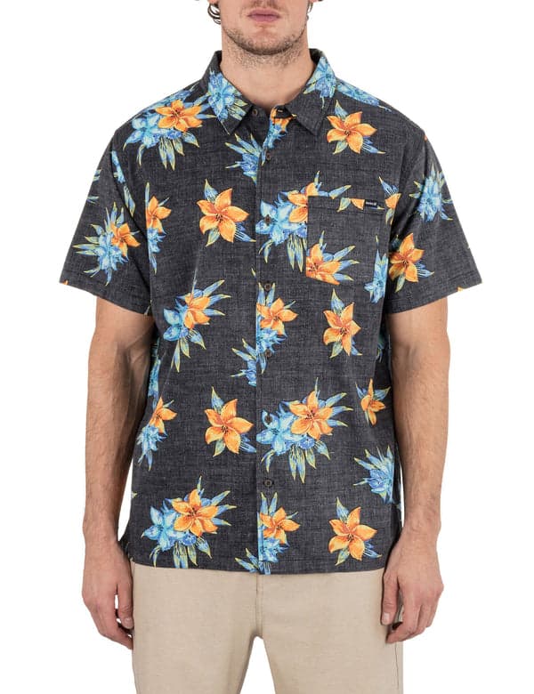 hurley Rincon Short Sleeve Printed Shirt BLACK MULTI