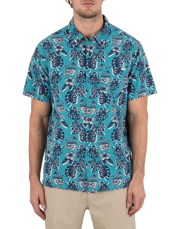 hurley Rincon Short Sleeve Printed Shirt BLUE MULTI