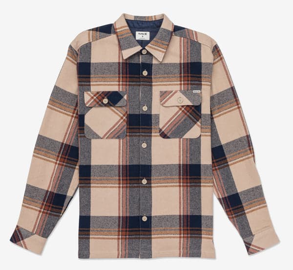 Hurley Santa Cruz Shorline Flannel Long Sleeve Khaki