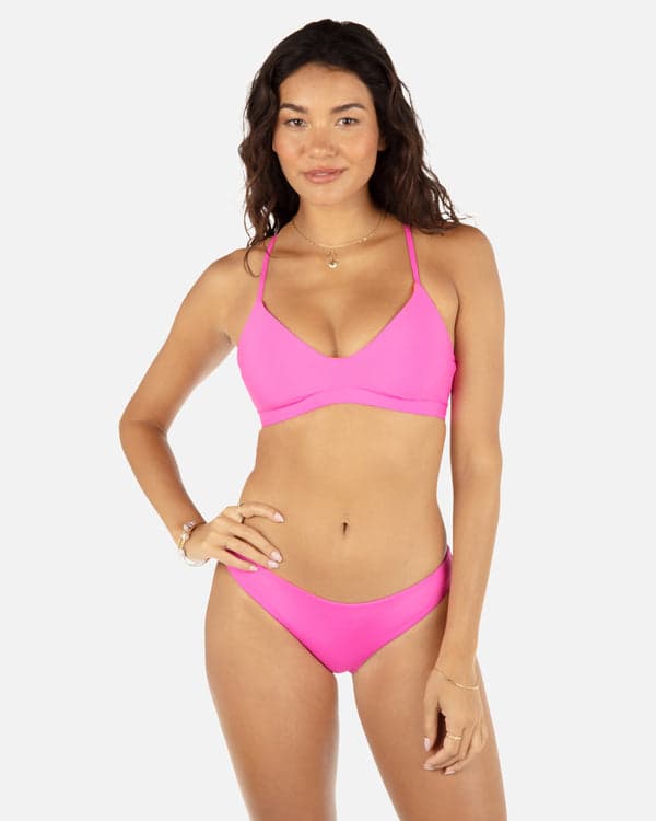hurley Solid Adjustable Bikini Top Disco Pink/Maraschino