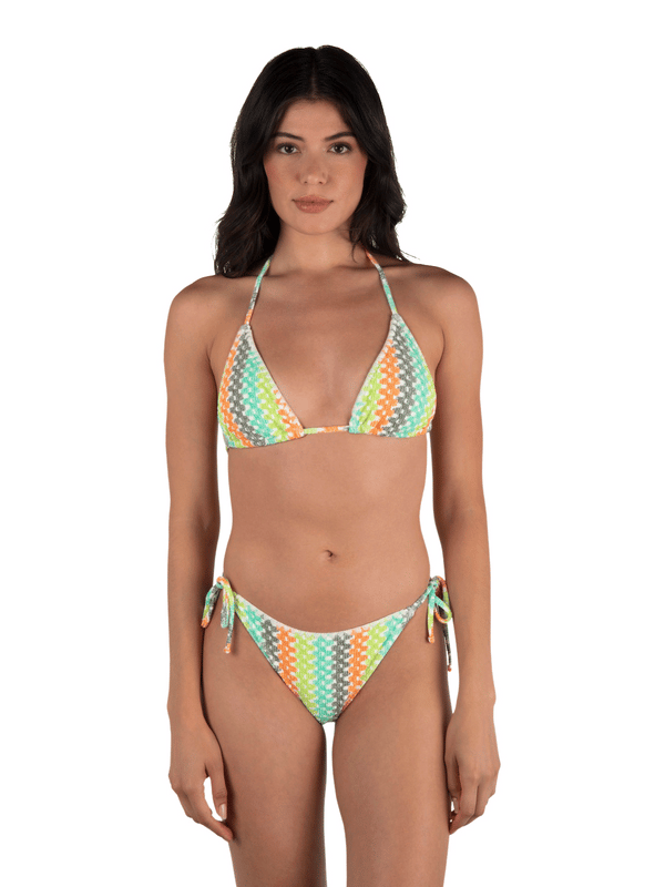 Hurley Stripe Crochet Scrunch Cheeky Bottom Sour Apple