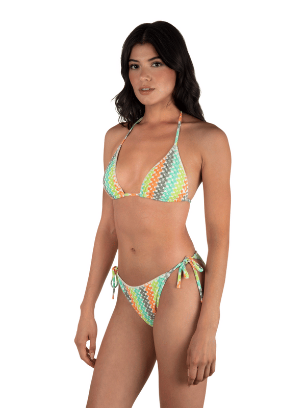 Hurley Stripe Crochet Scrunch Classic Triangle Top Sour Apple