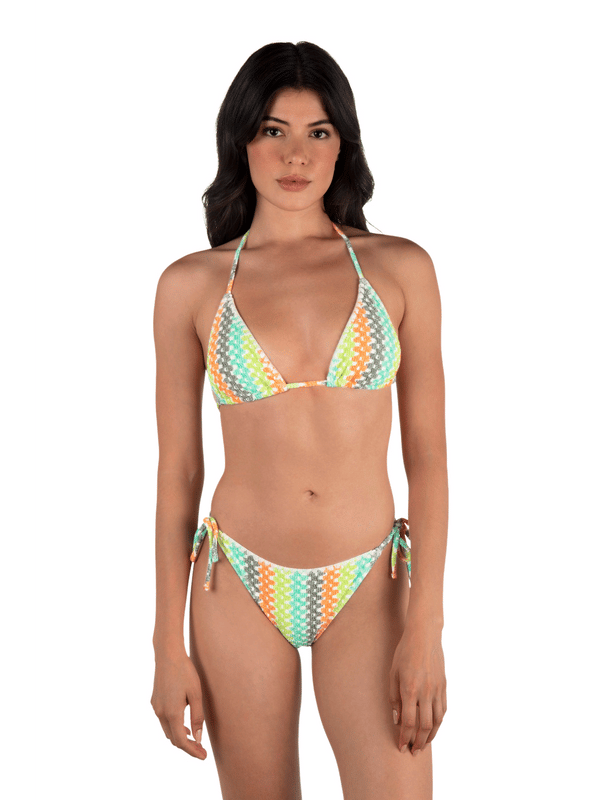 Hurley Stripe Crochet Scrunch Classic Triangle Top Sour Apple