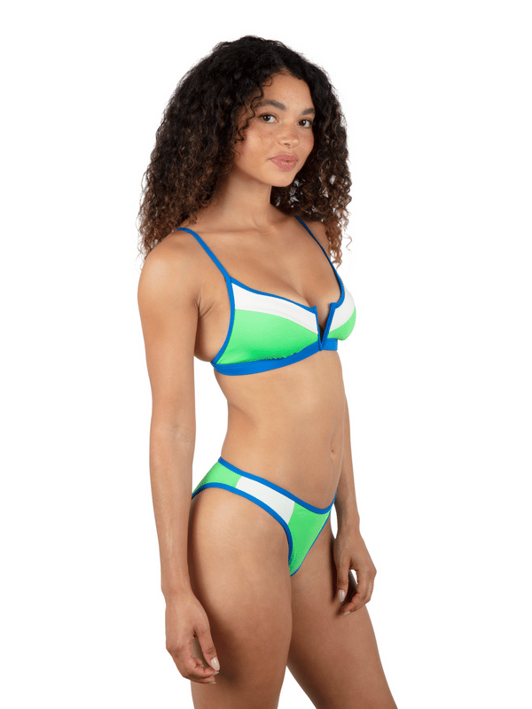 Hurley Summer Block V Wire Bralette Bikini Top Imperial Blue / Grass Green
