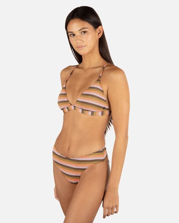 Hurley Sunset Shine Stripe Adjustable Banded Tri Top Sunrise Pink