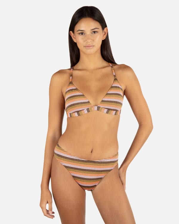 hurley Sunset Shine Stripe Adjustable Banded Tri Top Sunrise Pink