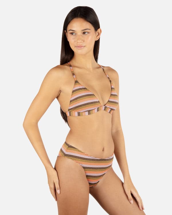 Hurley Sunset Shine Stripe Mid Rise Cheeky Bottom Sunrise Pink