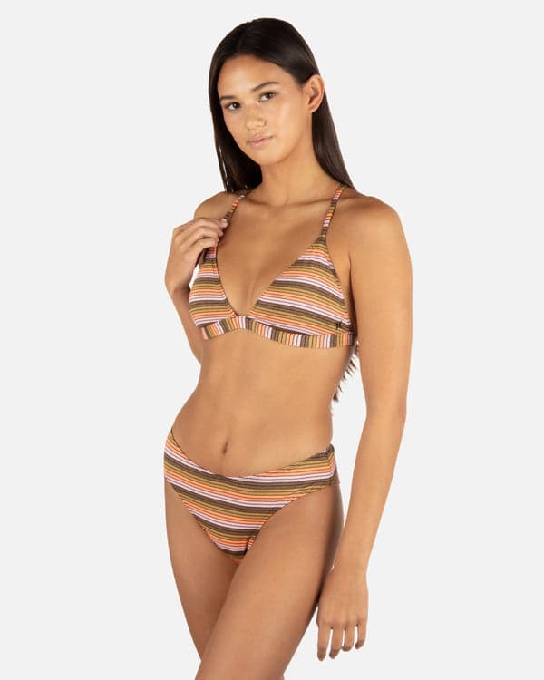 Hurley Sunset Shine Stripe Mid Rise Cheeky Bottom Sunrise Pink