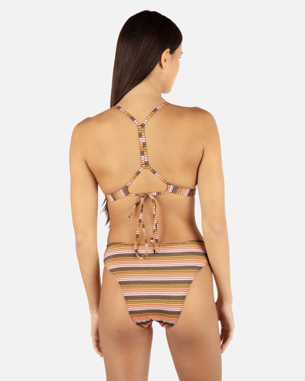 hurley Sunset Shine Stripe Mid Rise Cheeky Bottom Sunrise Pink