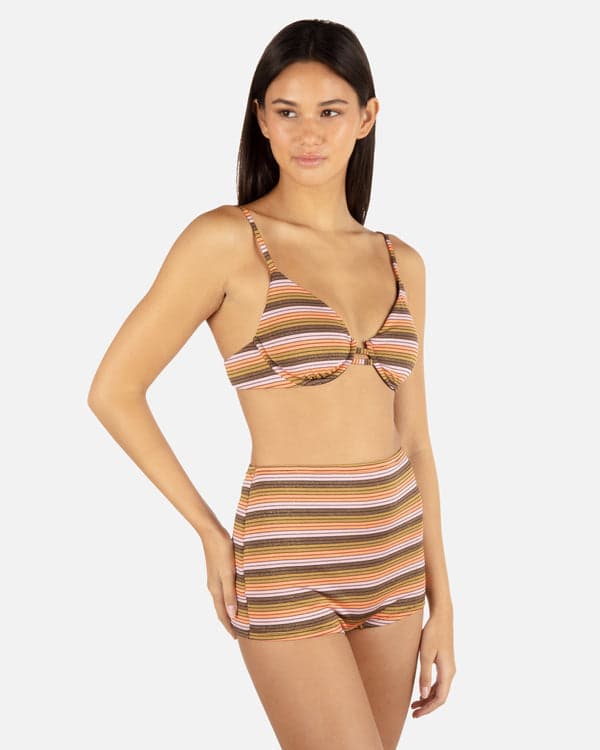 Hurley Sunset Shine Stripe Tab Underwire Bra Sunrise Pink