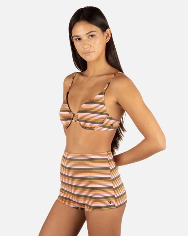 Hurley Sunset Shine Stripe Tab Underwire Bra Sunrise Pink