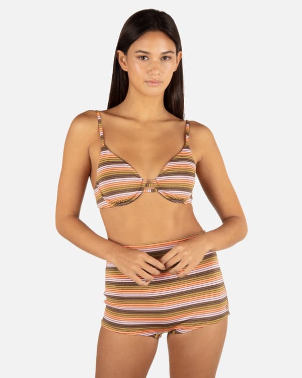 hurley Sunset Shine Stripe Tab Underwire Bra Sunrise Pink