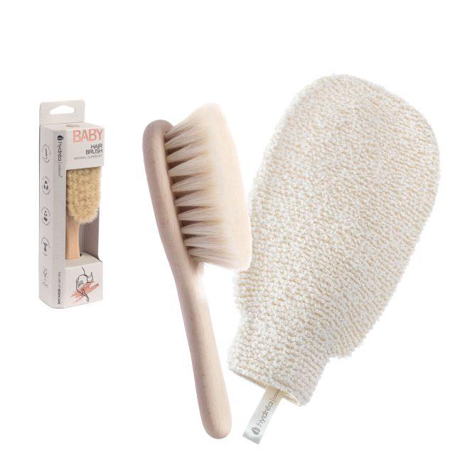 hydréa london Baby Bliss Bed + Bath Newborn Gift Set – Baby Brush + Bamboo Wash Mitt